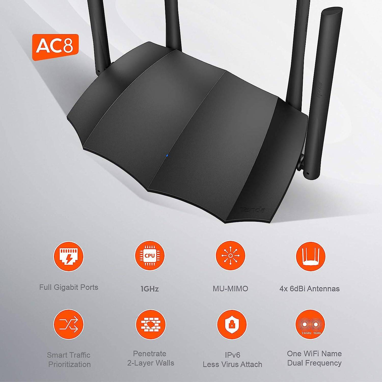 Tenda AC1200 Smart Dual-Band Gigabit WiFi Router - TQ STORE