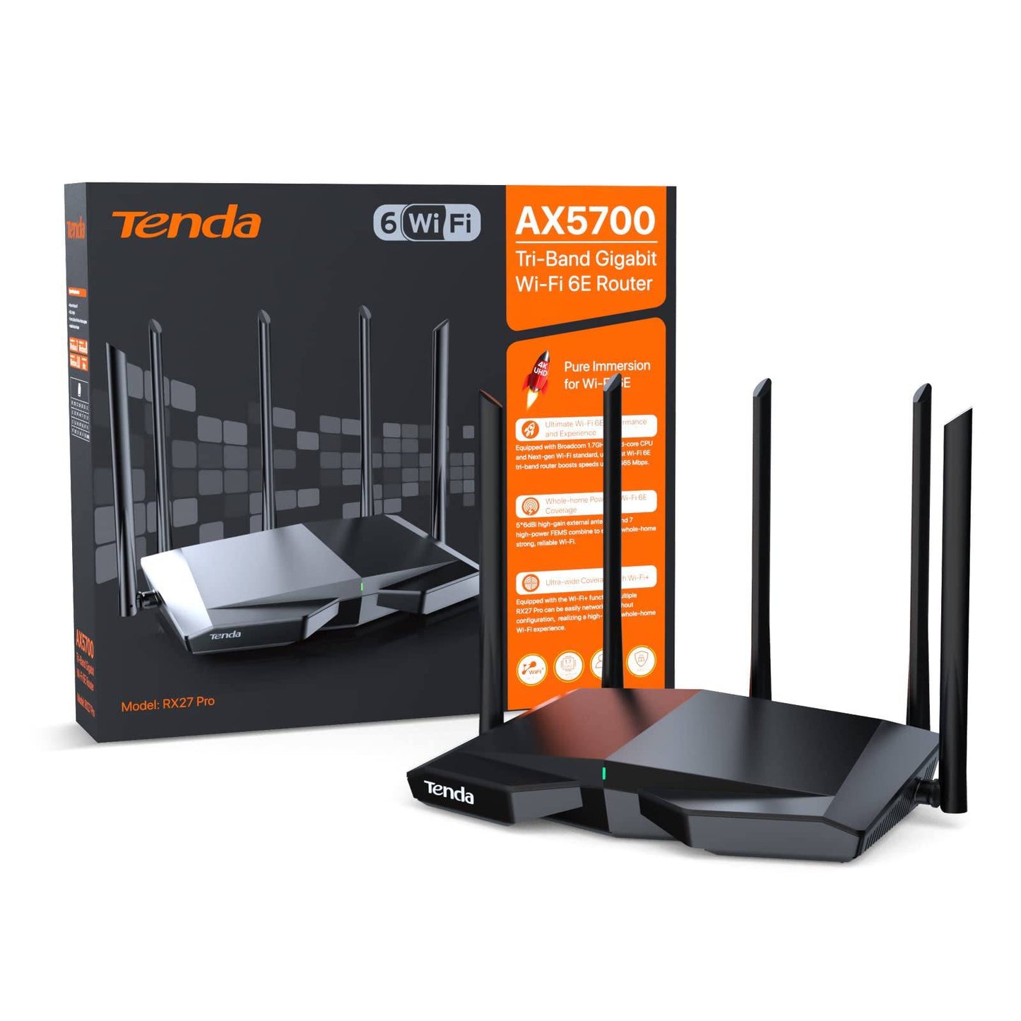 Tenda AXE5700 Tri-Band Gigabit Wi-Fi 6E Router