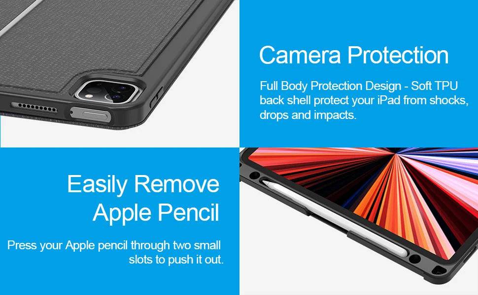 WiWU Combo Magnetic Detachable Keyboard Protective Case For iPad Pro 12.9 inch Arabic English