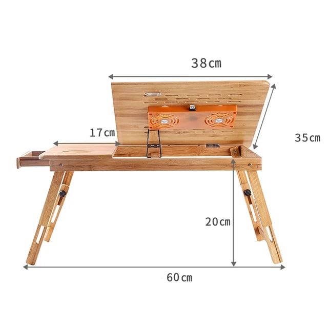 Wooden Laptop Table with Cooling Fan