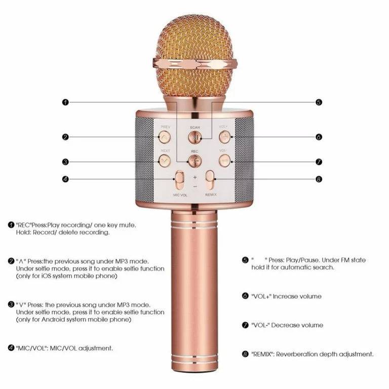 WS-858 Wireless Bluetooth Karaoke Handheld Microphone USB KTV Microfone Player Bluetooth Mic Speaker Record Music Microphone