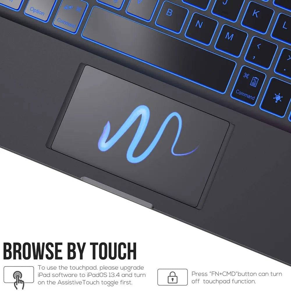 Wiwu Waltz Rotating Wireless Keyboard, For Ipad 11 inch, 360 Degree Rotation, Arabic English Keyboard, Black